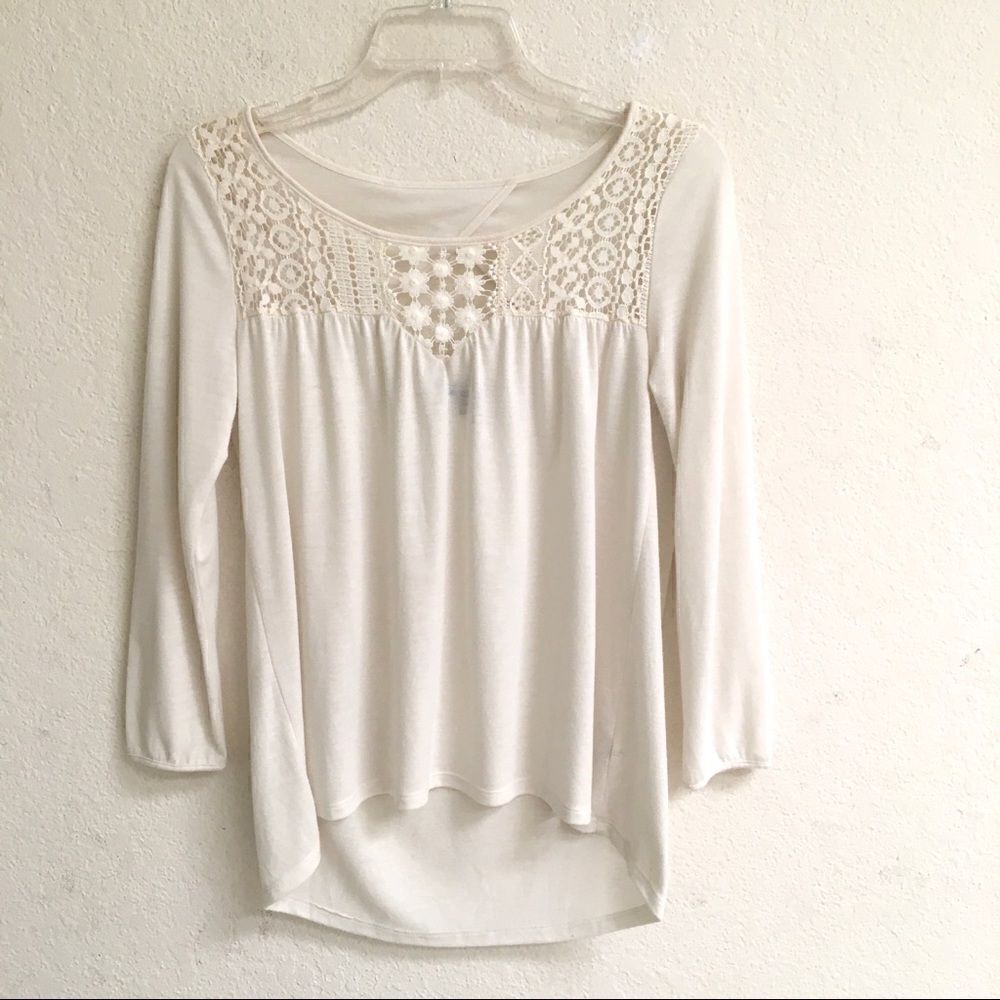 American Eagle high low eyelet lace front blouse XS